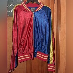 Suicide Squad Harley Quinn Red and Blue Bomber Jacket In A Ladies Size Large.